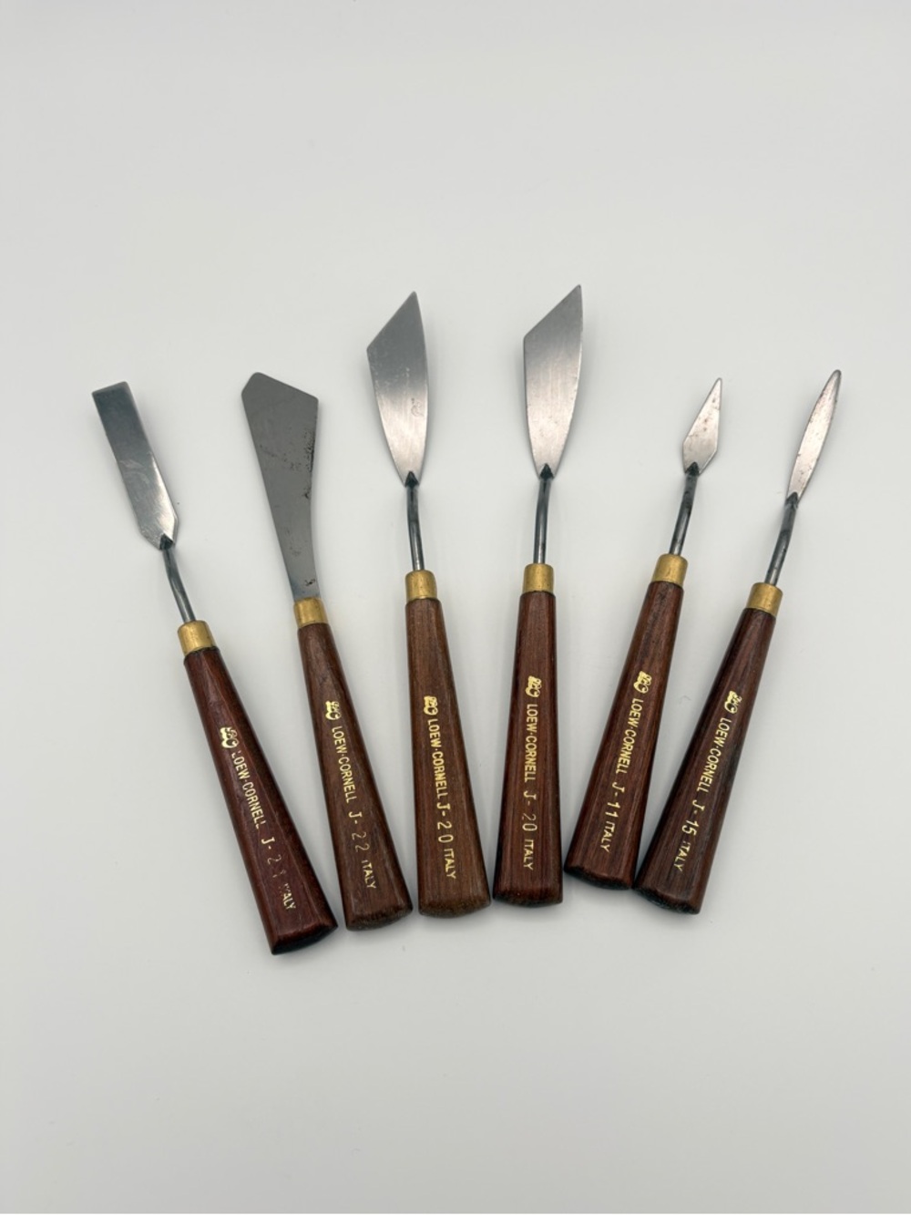 Loew-Cornell Wood Handle Metal Palette Paint Knives Italy Set of 6